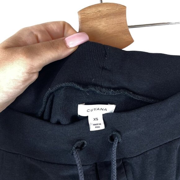 Cuyana French Terry Pima Cotton Drawstring Tapered Lounge Pant Black Size XS - Picture 4 of 11